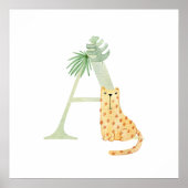 Schattigee Kinder dierenbrief A Tiger Monogram Kwe Poster (Voorkant)