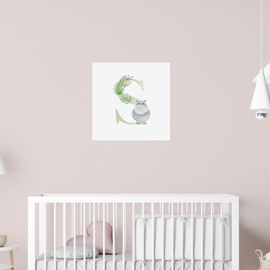 Schattigee Kinder dierenkwekerij HIPPO Monogram S Poster (Kinderkamer 2)