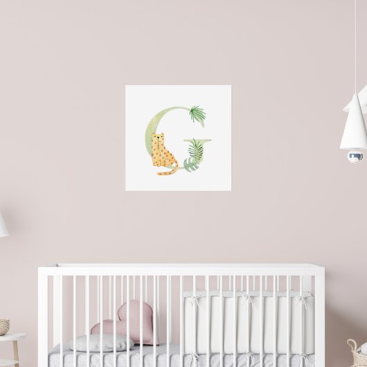 Schattigee Kinder dierenkwekerij LEOPARD Monogram Poster (Kinderkamer 2)