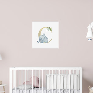 Schattigee Kinder dierenkwekerij met olifantenmono Poster