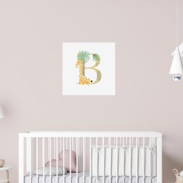 Schattigee Kinder dierlijke Giraffe Monogram B Kwe Poster