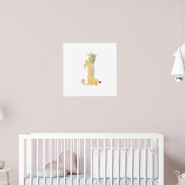 Schattigee Kinder dierlijke Giraffe Monogram J Nur Poster