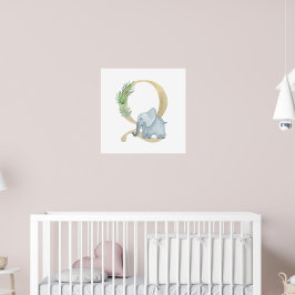 Schattigee Kinder dierlijke olifant Monogram Q Nur Poster