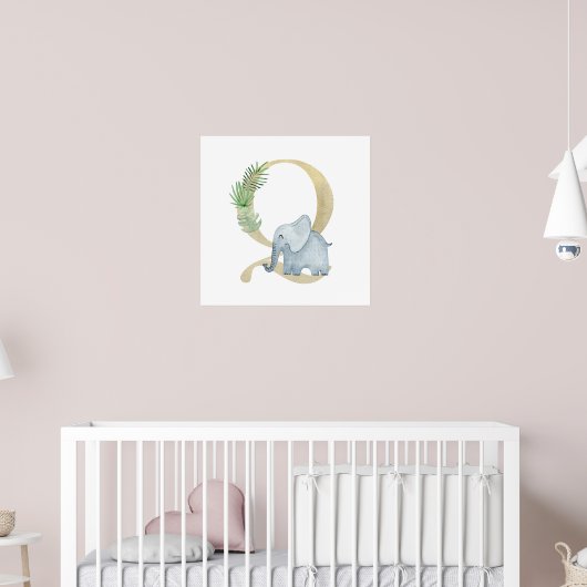 Schattigee Kinder dierlijke olifant Monogram Q Nur Poster (Kinderkamer 2)