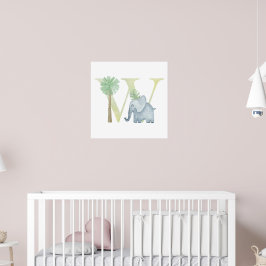 Schattigee Kinder dierlijke olifant Monogram W Nur Poster