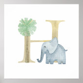 Schattigee Kinder dierolifant Monogram H Kwekerij Poster (Voorkant)