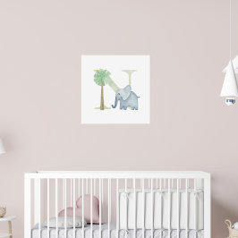 Schattigee Kinder dierolifant Monogram N Kwekerij Poster