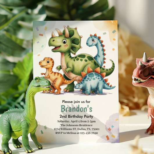 Schattigee Kinder dinosaurus 2e verjaardag Kaart