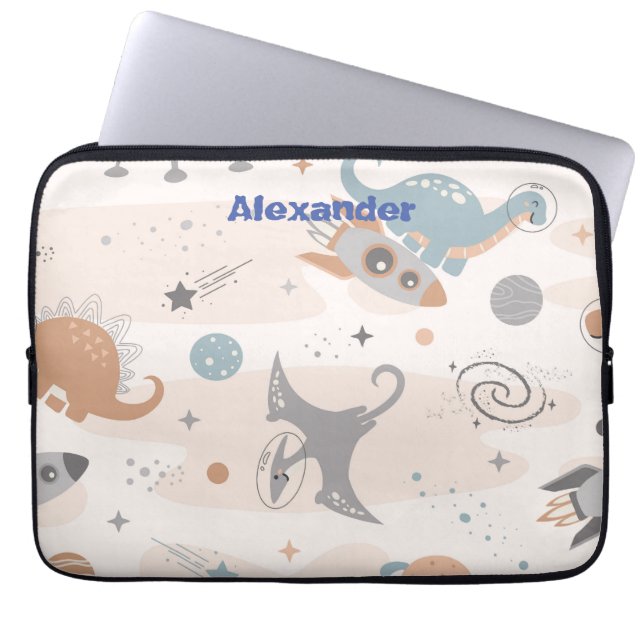 Schattigee Kinder Dinosaurus Custom Laptop Sleeve (Voorkant)