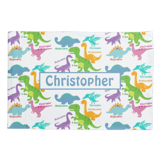 Schattigee Kinder dinosaurus en namen Kussensloop (Achterkant)