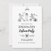 Schattigee Kinder Doodle Halloween Kostuumfeest Kaart (Voorkant)