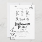 Schattigee Kinder Doodle Halloween Party Kaart (Voorkant)