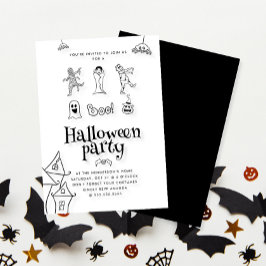 Schattigee Kinder Doodle Halloween Party Kaart