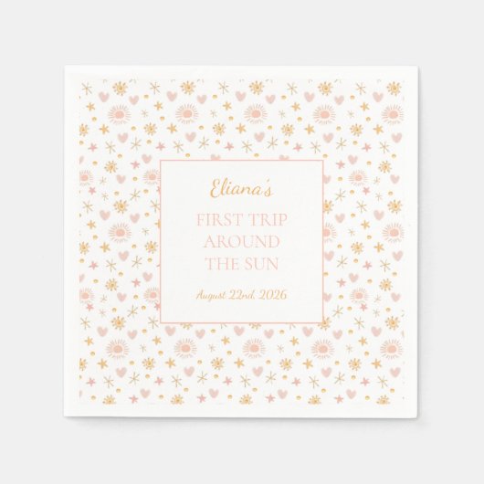 Schattigee Kinder "Eerste reis rond de zon" Verjaa Servet (Voorkant)