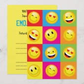 Schattigee Kinder Emoji Party Happy Face Emoticon Kaart (Voorkant / Achterkant)