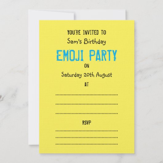Schattigee Kinder Emoji Party Happy Face Emoticon Kaart (Achterkant)