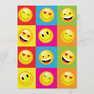 Schattigee Kinder Emoji Party Happy Face Emoticon Kaart