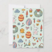 Schattigee Kinder Groene Natuur Konijnenei Gelukki Feestdagenkaart (Achterkant)