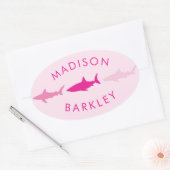 Schattigee Kinder haaien Ovale Sticker (Envelop)