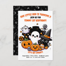 Schattigee Kinder Halloween 1e Verjaardagsuitnodig Kaart