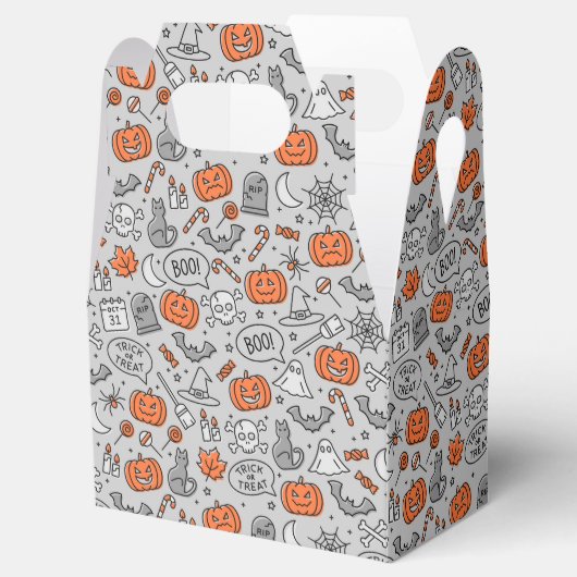 Schattigee Kinder Halloween Doodle Pattern Bedankdoosjes (Geopend)