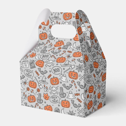 Schattigee Kinder Halloween Doodle Pattern Bedankdoosjes (Voorkant Zijde)