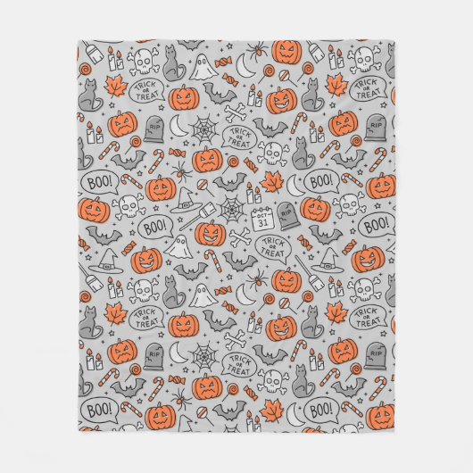 Schattigee Kinder Halloween Doodle Pattern Fleece Deken (Voorkant)