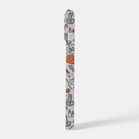 Schattigee Kinder Halloween Doodle Pattern iPhone 15 Case (Linkerkant)