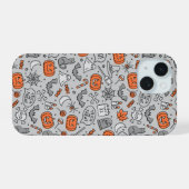 Schattigee Kinder Halloween Doodle Pattern iPhone 15 Case (Achterkant horizontaal)