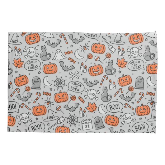 Schattigee Kinder Halloween Doodle Pattern Kussensloop (Achterkant)