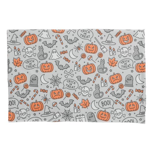 Schattigee Kinder Halloween Doodle Pattern Kussensloop (Voorkant)