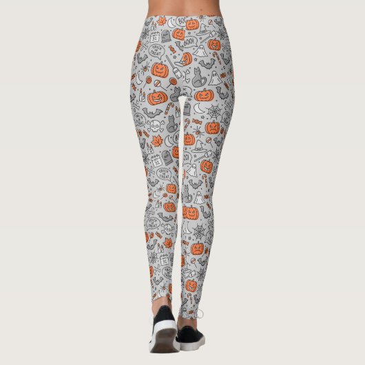 Schattigee Kinder Halloween Doodle Pattern Leggings (Achterkant)