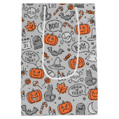 Schattigee Kinder Halloween Doodle Pattern Medium Cadeauzakje (Achterkant)