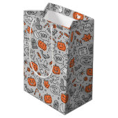 Schattigee Kinder Halloween Doodle Pattern Medium Cadeauzakje (Achterkant Gekanteld)