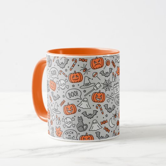 Schattigee Kinder Halloween Doodle Pattern Mok (Voorkant links)