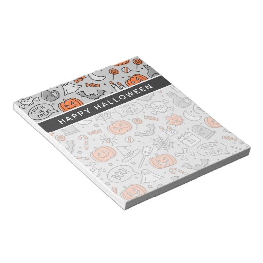Schattigee Kinder Halloween Doodle Pattern Notitieblok (Schuin)