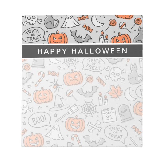Schattigee Kinder Halloween Doodle Pattern Notitieblok (Voorkant)
