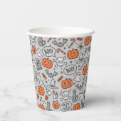 Schattigee Kinder Halloween Doodle Pattern Papieren Bekers (Achterkant)