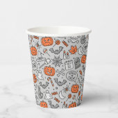 Schattigee Kinder Halloween Doodle Pattern Papieren Bekers (Links)
