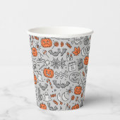 Schattigee Kinder Halloween Doodle Pattern Papieren Bekers (Rechts)