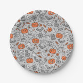 Schattigee Kinder Halloween Doodle Pattern Papieren Bordje (Voorkant)