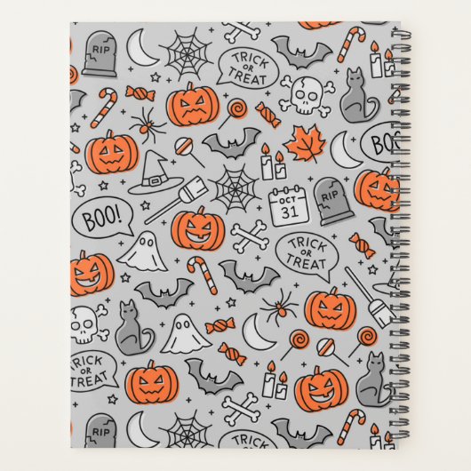 Schattigee Kinder Halloween Doodle Pattern Planner (Achterkant)