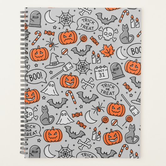 Schattigee Kinder Halloween Doodle Pattern Planner (Voorkant)