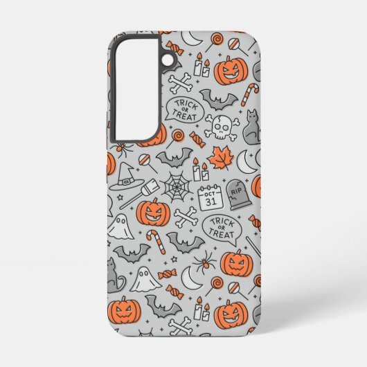 Schattigee Kinder Halloween Doodle Pattern Samsung Galaxy Hoesje (Achterkant)