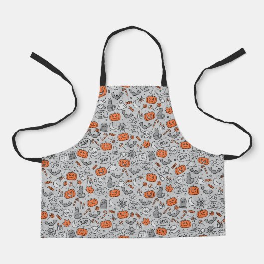 Schattigee Kinder Halloween Doodle Pattern Schort (Voorkant)