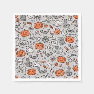 Schattigee Kinder Halloween Doodle Pattern Servet