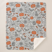 Schattigee Kinder Halloween Doodle Pattern Sherpa Deken (Voorkant)