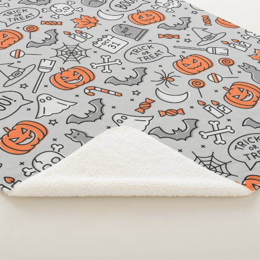 Schattigee Kinder Halloween Doodle Pattern Sherpa Deken (3/4)