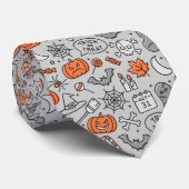 Schattigee Kinder Halloween Doodle Pattern Stropdas (Opgerold)
