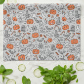 Schattigee Kinder Halloween Doodle Pattern Theedoek (Gevouwen)
